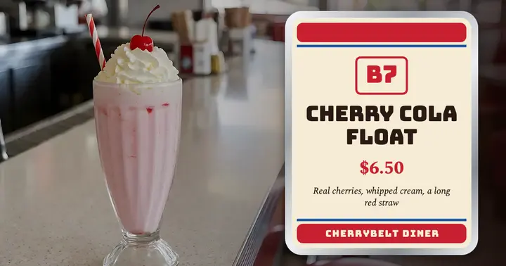 Cherrybelt Diner cherry cola float jukebox strip post template