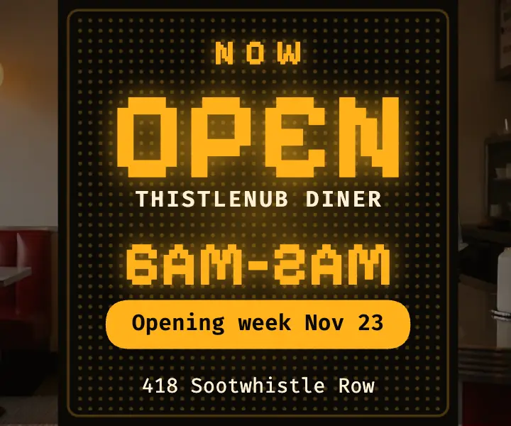 Thistlenub Diner now open LED board ad: diner now open banner ad template