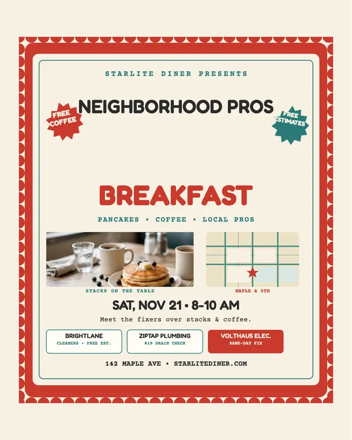 Starlite pros breakfast placemat post template