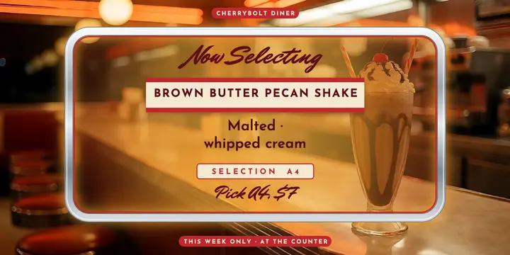 Cherrybolt Diner shake of the week jukebox post template