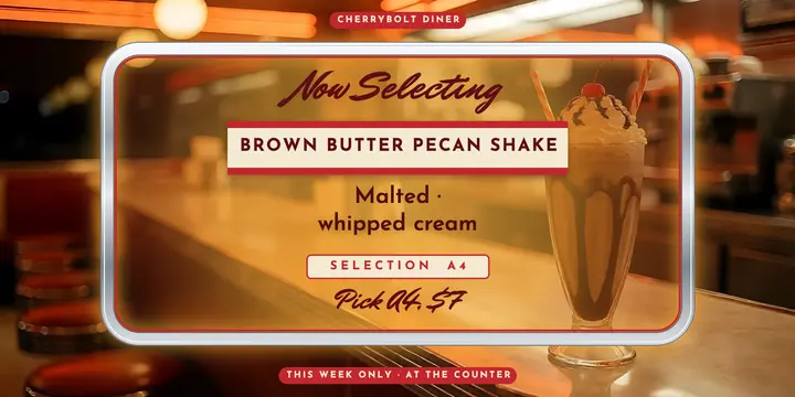 Cherrybolt Diner shake of the week jukebox post template