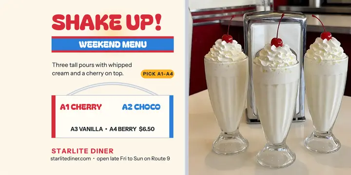 Starlite Diner weekend shakes jukebox post template