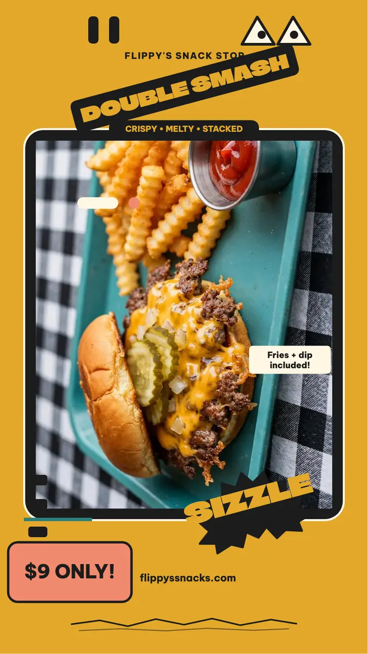 Flippy's diner sizzle burger story template