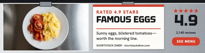 Shortstack Diner famous eggs steel billboard template