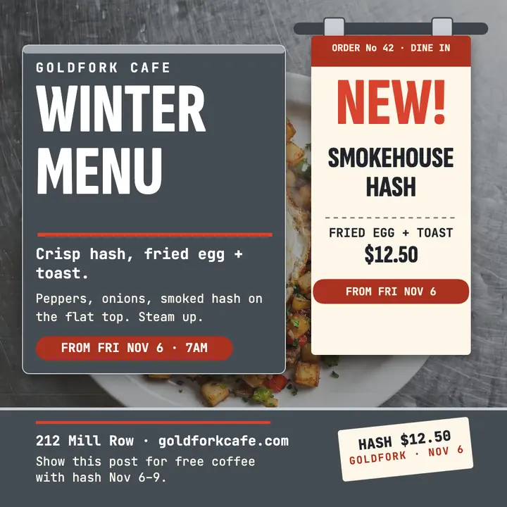 Goldfork winter menu steel post template