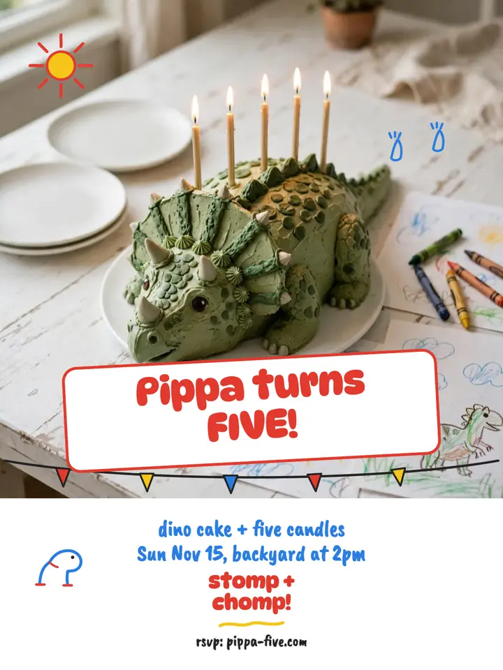 Pippa dino birthday crayon post template
