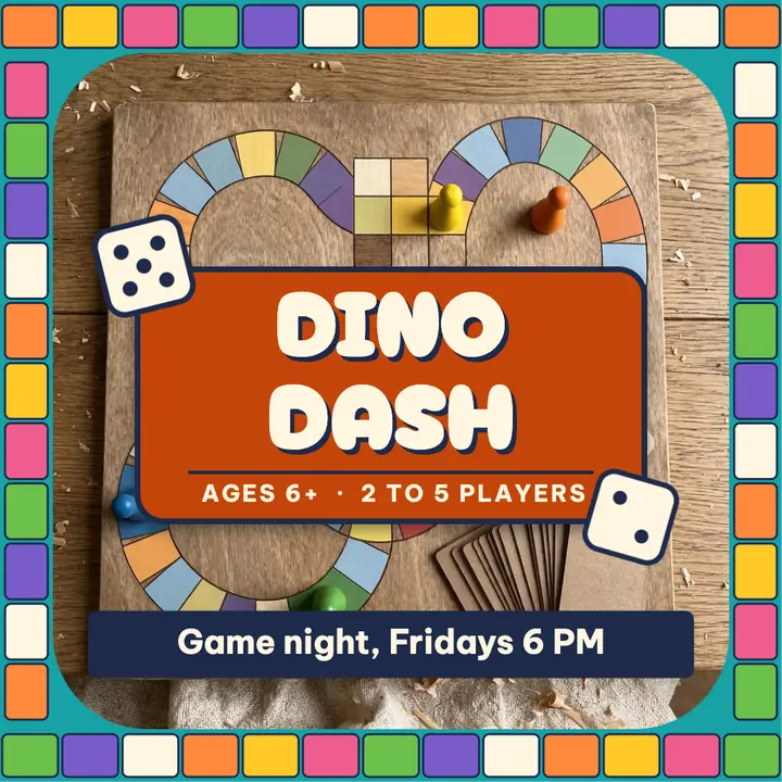 Dino Dash board game night template