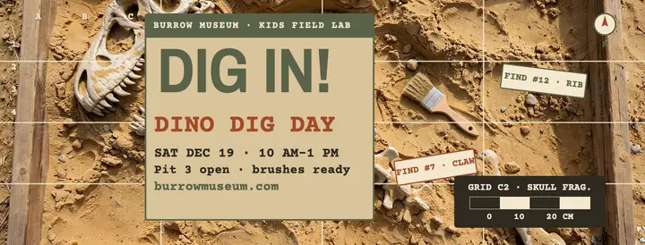 Burrow Museum dino dig day cover template