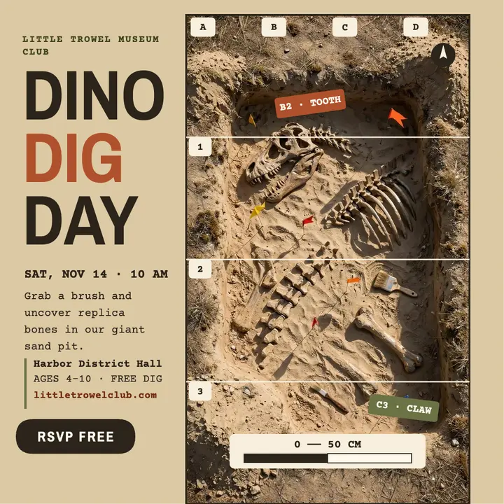 Little Trowel Dino Dig Day square post: dino dig day post template