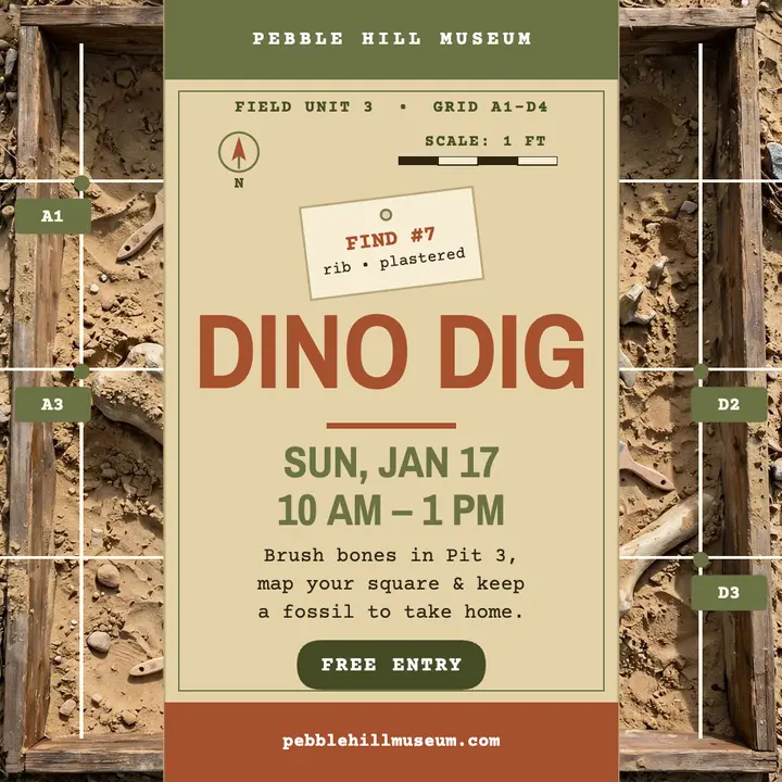 Pebble Hill Dino Dig Day square post template