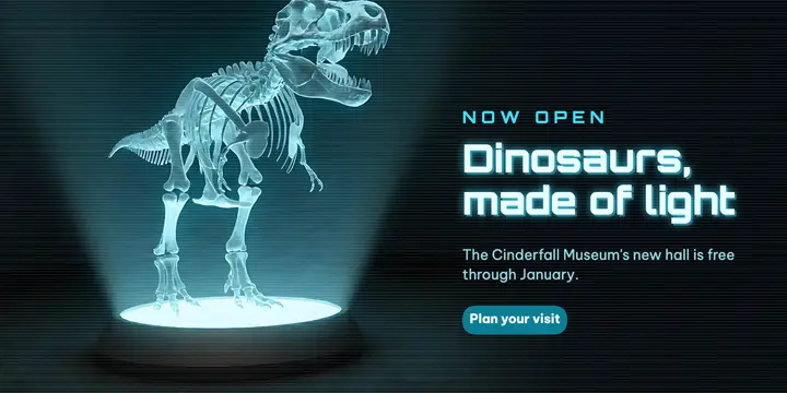 Dinosaur hologram hall now open post: museum hologram exhibit now open template