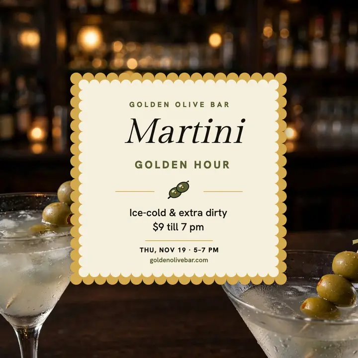 Golden Olive Bar golden hour martini post template