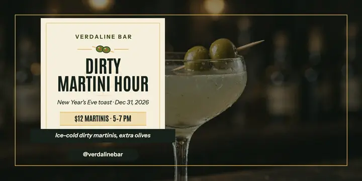 Verdaline dirty martini hour New Year post template