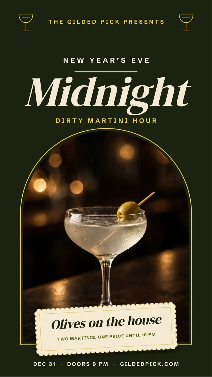 The Gilded Pick midnight martinis template