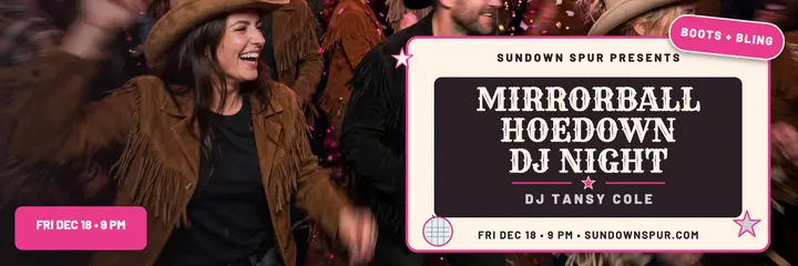 Sundown Spur disco hoedown header: dj night header template