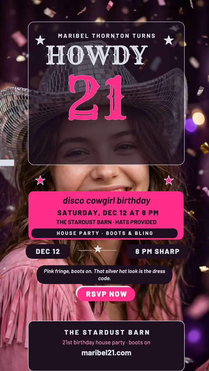 Maribel disco cowgirl 21st story template