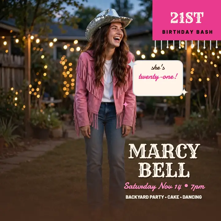 Marcy Bell disco cowgirl 21st post template