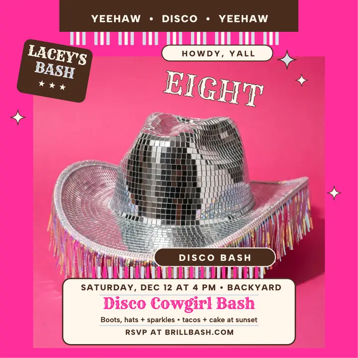 Lacey disco cowgirl birthday invite template