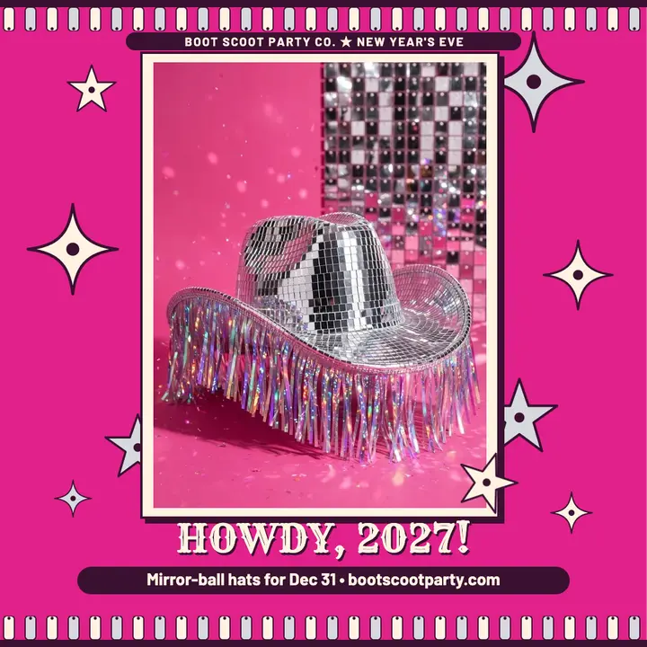 Boot Scoot disco cowgirl New Year post template