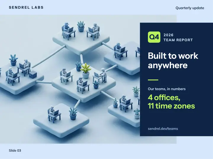 Distributed teams update slide: distributed team quarterly update slide template
