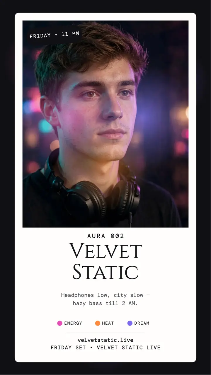 Velvet Static aura DJ night story template