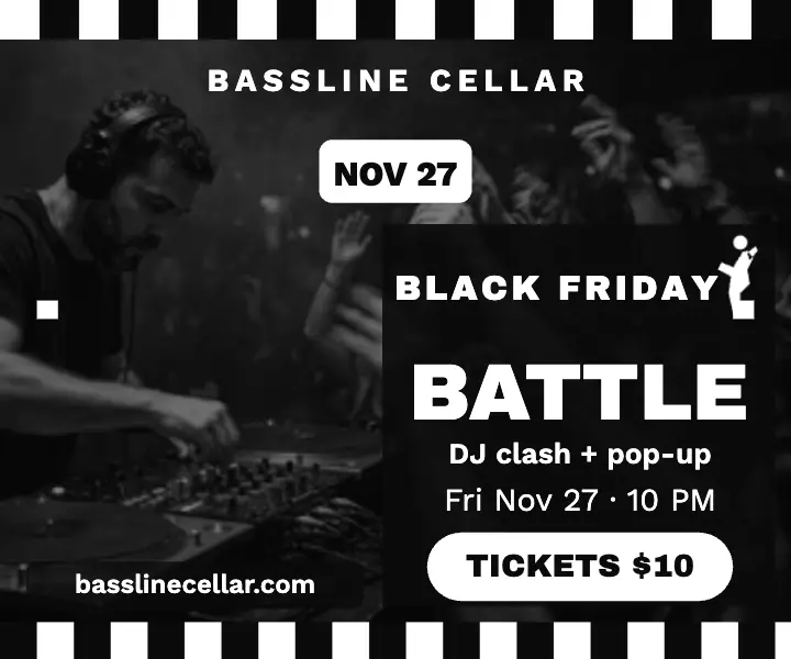 Bassline Cellar DJ battle checker ad template