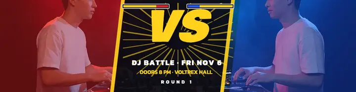 Voltrex Hall DJ battle night billboard: dj battle billboard template