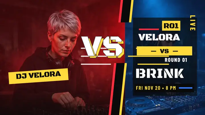 Velora vs Brink DJ battle thumbnail template
