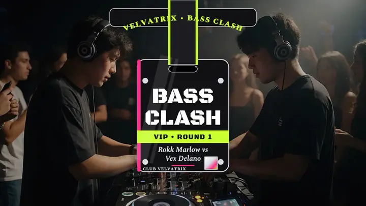 Velvatrix Bass Clash DJ battle thumbnail template