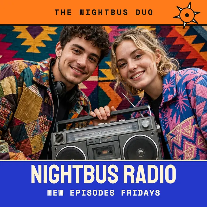 Nightbus Radio DJ duo podcast cover template