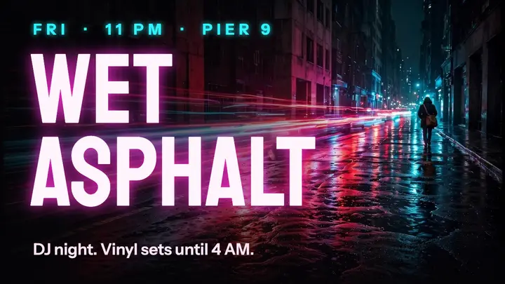 Wet Asphalt DJ night neon noir thumbnail template