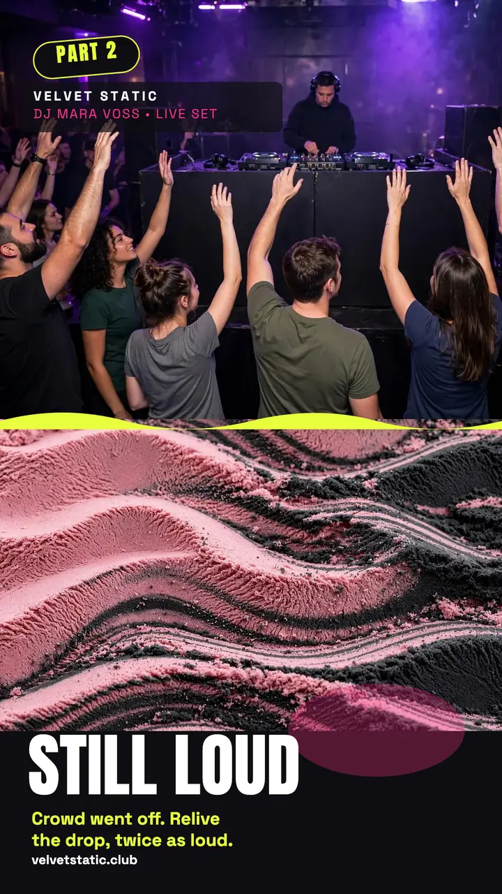 Velvet Static DJ night recap story template
