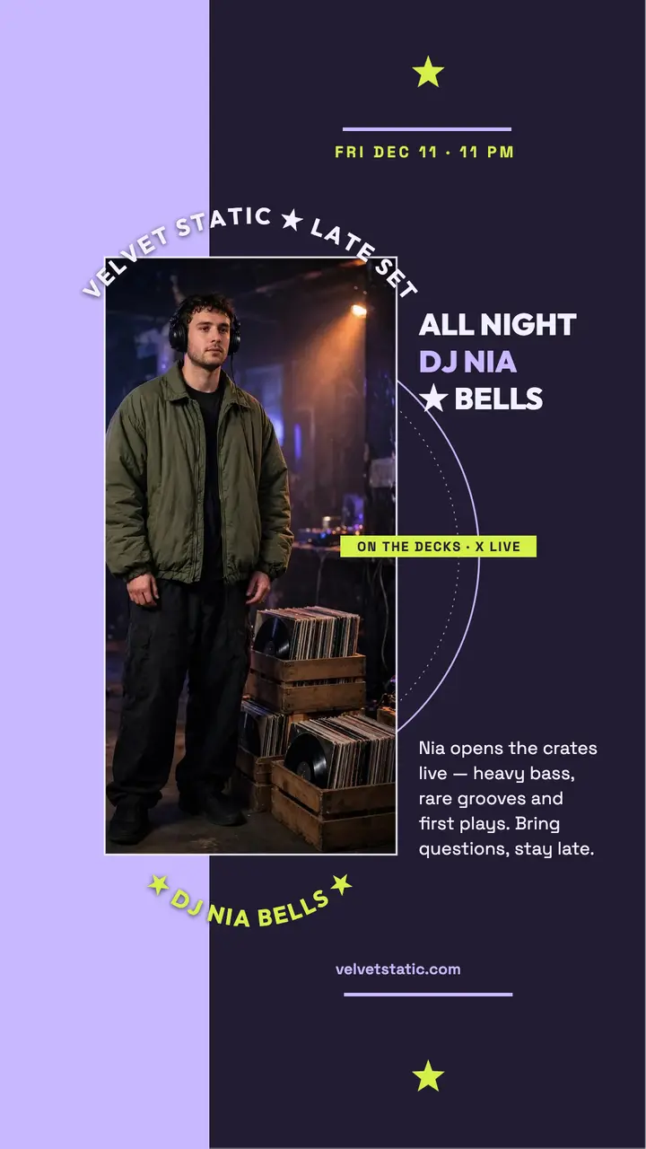 Velvet Static late-night DJ story template