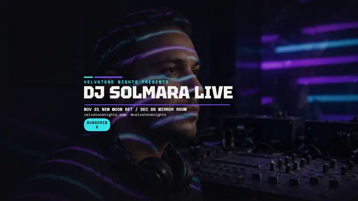 Velvatone Nights DJ Solmara banner: dj youtube banner template