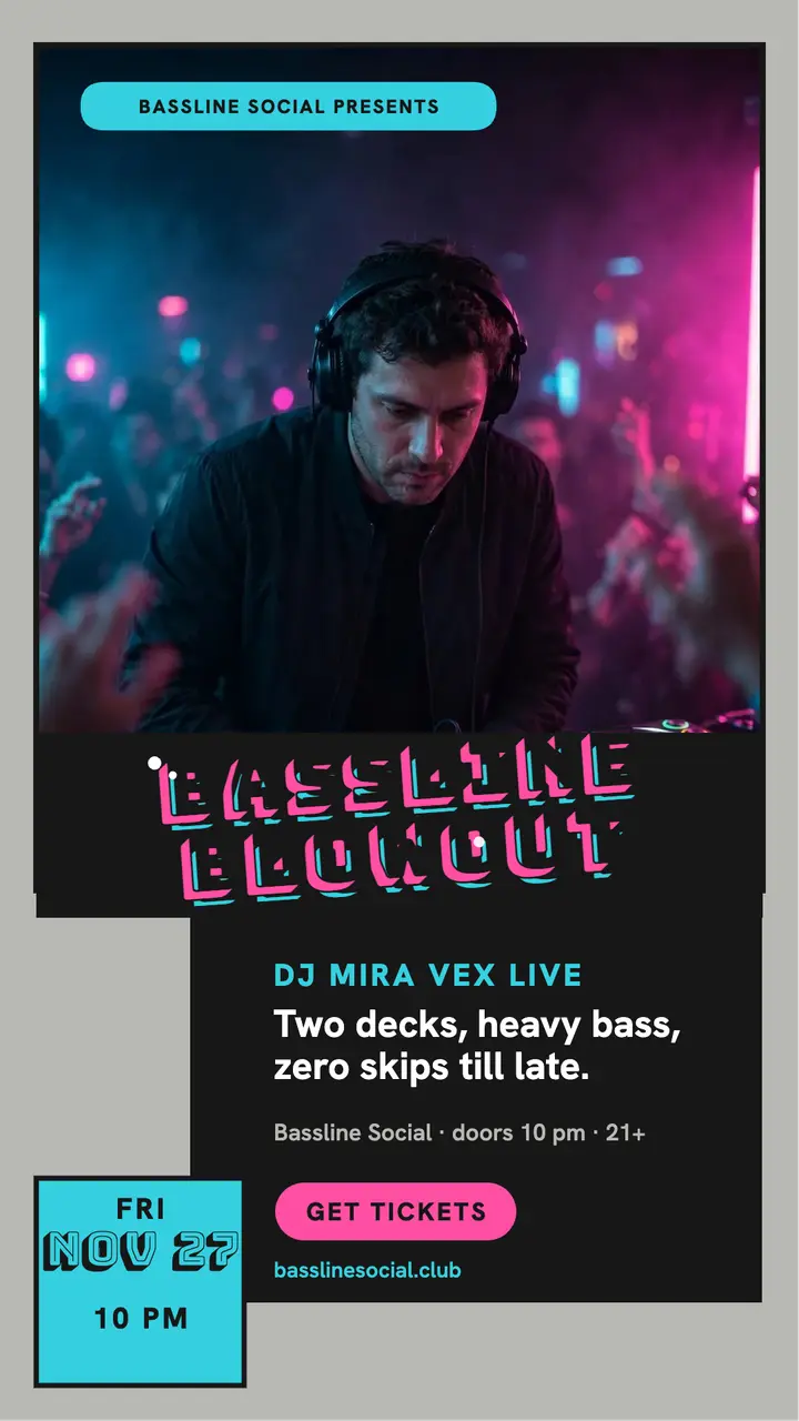 Bassline blowout DJ night story template