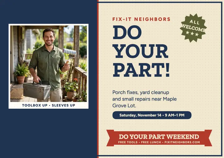 Do Your Part Weekend fix-it certificate: volunteer certificate poster template