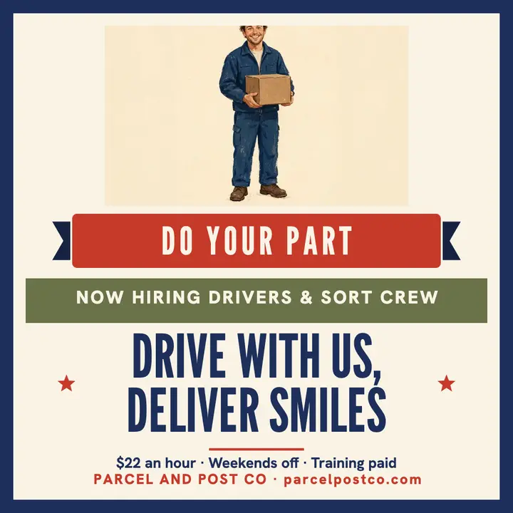 Parcel and Post crew hiring drive post: hiring post template