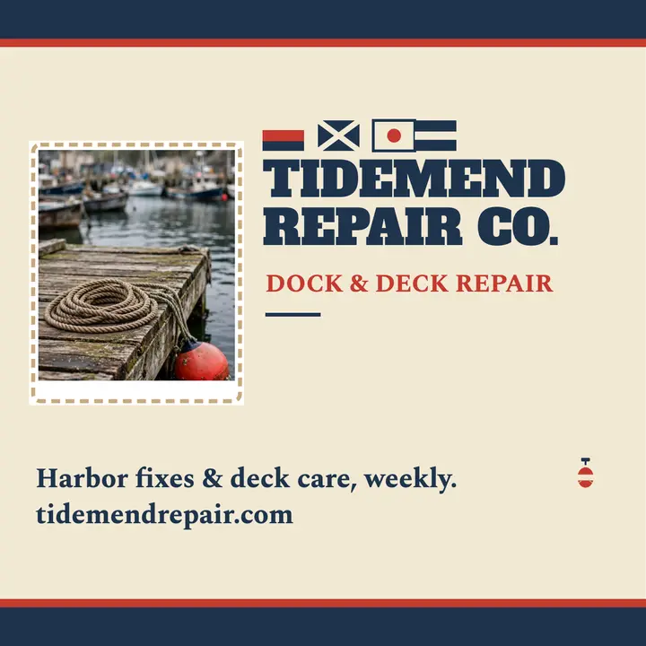 Tidemend dock repair nautical cover: handyman podcast cover template