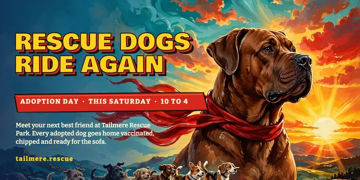 Tailmere Rescue adoption day painted billboard X post template