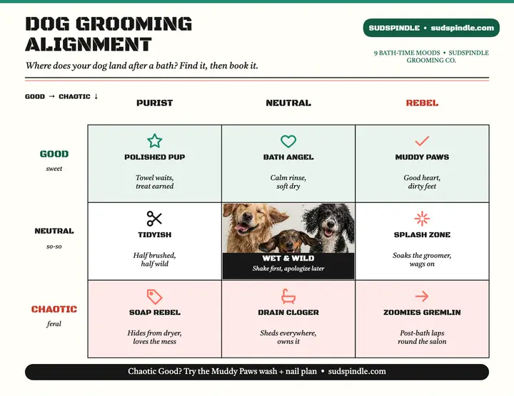 Sudspindle dog grooming alignment chart: dog grooming flyer template