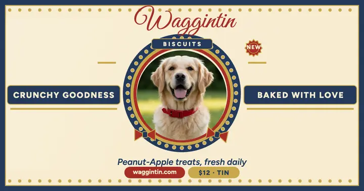 Waggintin dog biscuit tin post: dog biscuit post template
