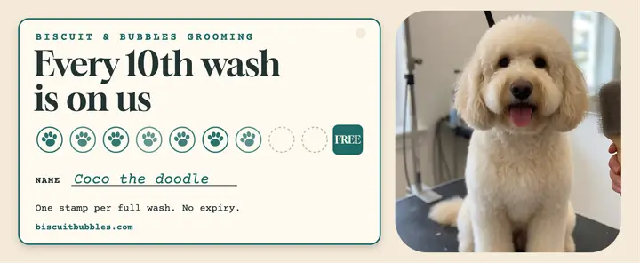 Biscuit & Bubbles grooming punch card template