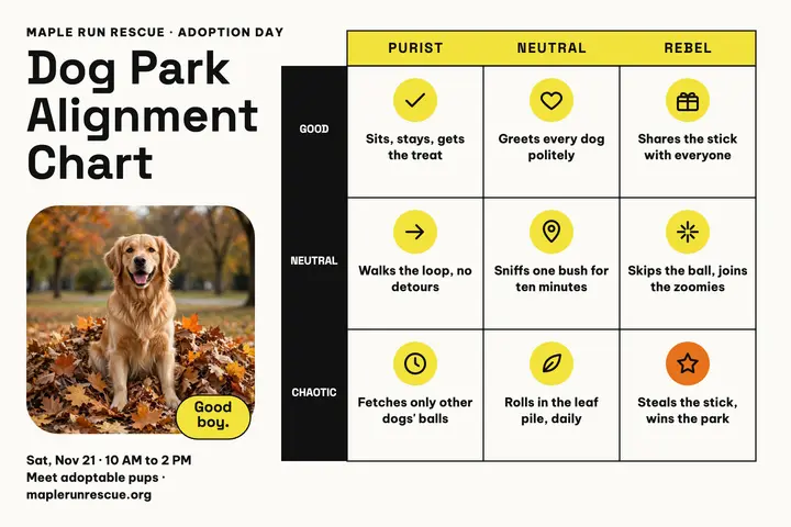 Dog park alignment chart adoption day template