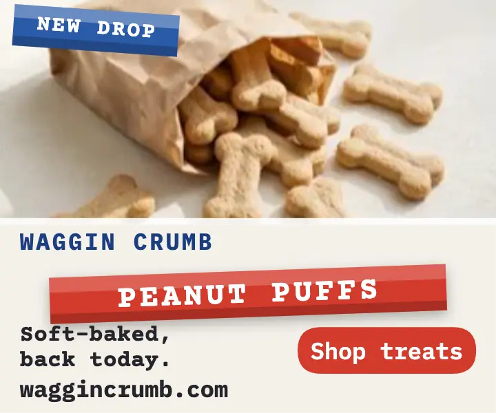 Waggin Crumb Peanut Puffs label ad template