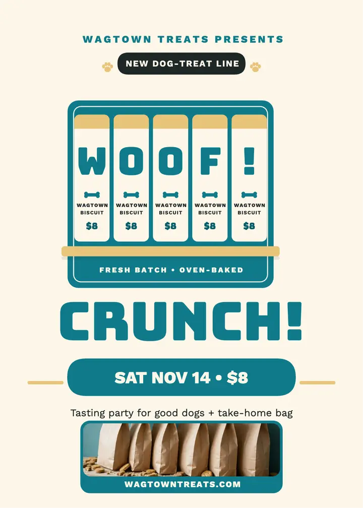Wagtown Treats shelf tasting invitation template
