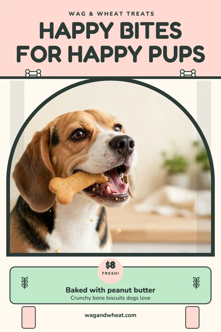 Wag and Wheat dog treat carton poster template