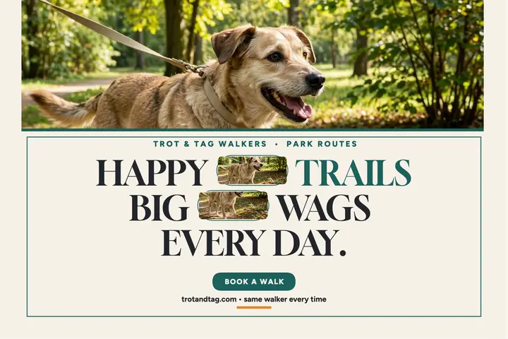 Trot and Tag dog walk postcard template