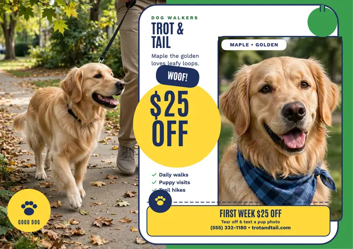 Trot and Tail dog walker hanger template