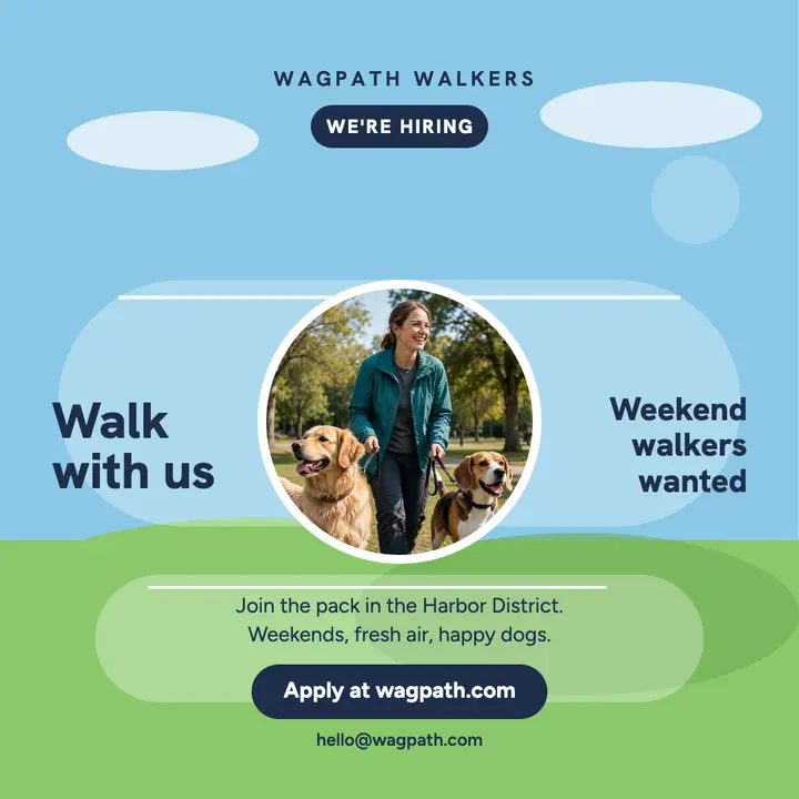 Wagpath Walkers weekend hiring post template