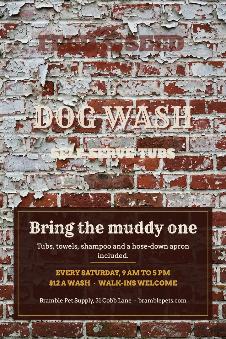 Bramble self-serve dog wash poster template